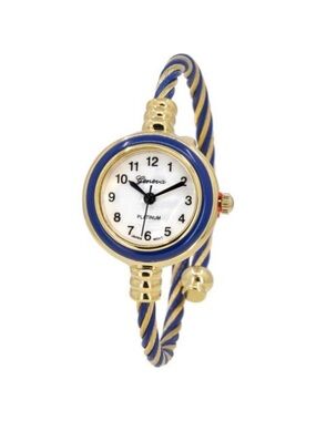Collections Women's Cuff Watch Gold/Blue 18k gold plated new